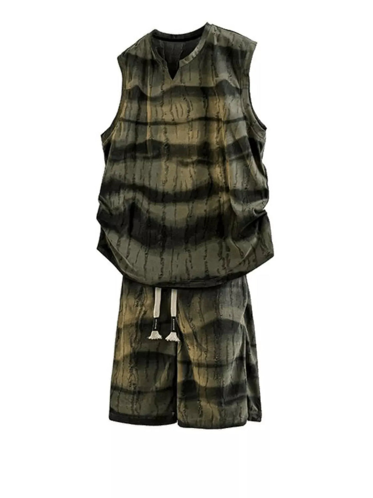 Men's Plus Size Striped Tank and Shorts Set by Trendsi