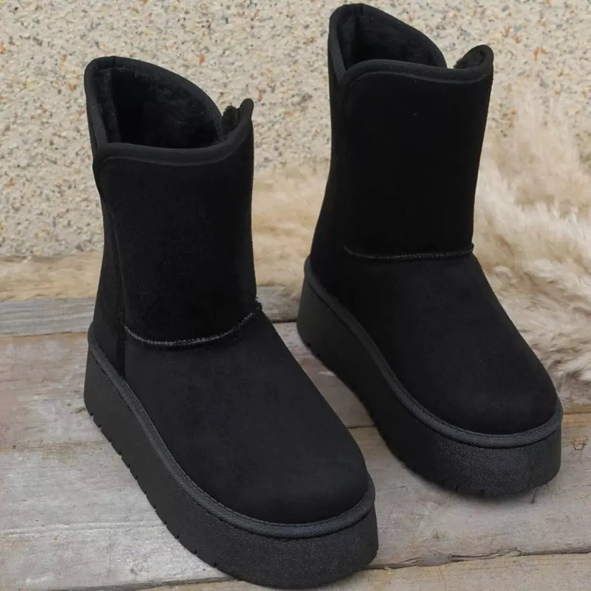 Round Toe Platform Boots by Partner Label