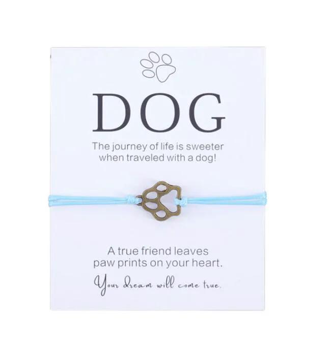 Friendship Bracelet Gift for Him Paw Print Bracelet Dog Lover Gift Dog Lover Jewelry Wish Bracelet Gift for Pet Dog Parents by Maiden-Art