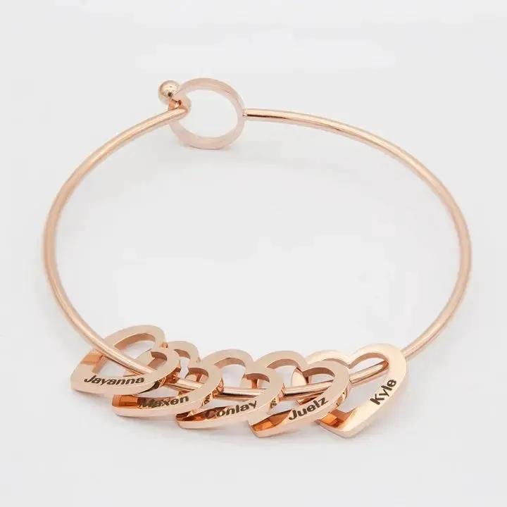 Love Bracelet Peach Heart Name Lettering Titanium Steel Bracelet by Maiden-Art