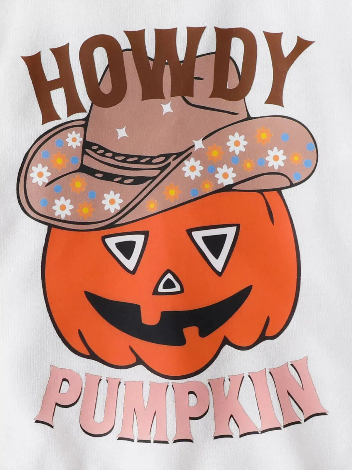 Children's Howdy Pumpkin Graphic Long Sleeve Sweatshirt and Ribbed Bell Pants Set by Trendsi