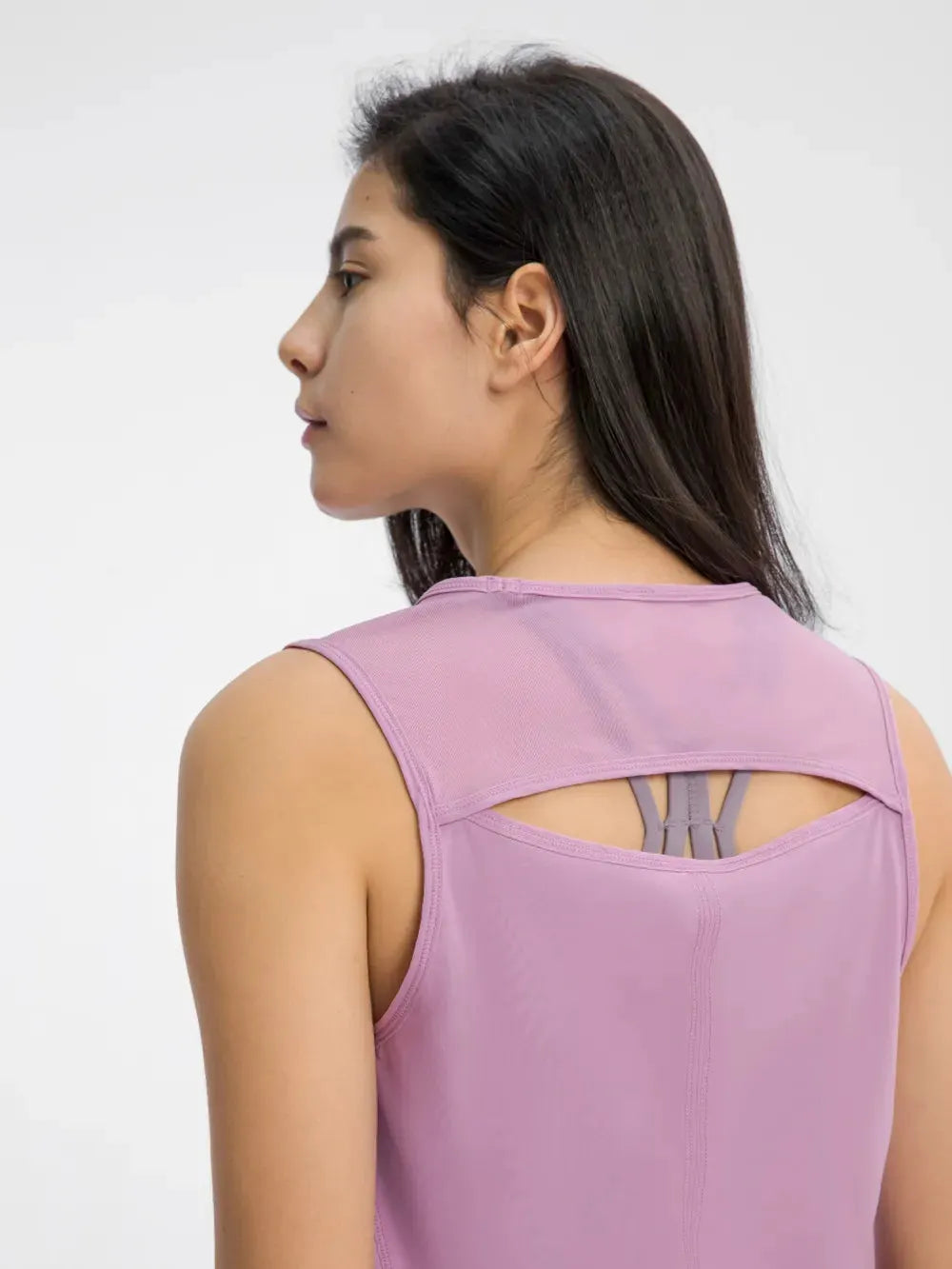 Millennia Cutout Back Round Neck Active Tank by Millennia