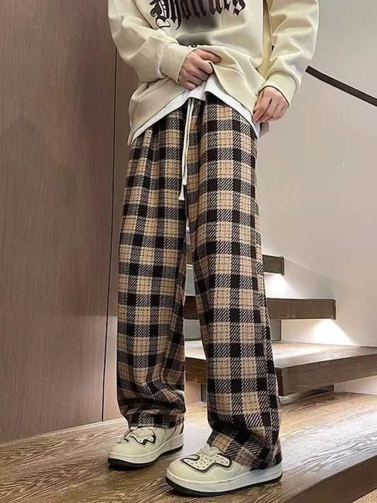 Men's Plus Size Vintage Plaid Wide Leg Pants by Partner Label