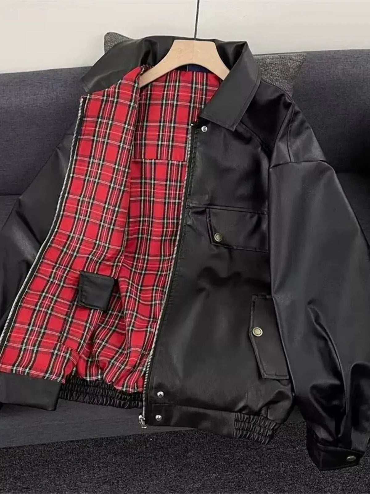 Men's Reversible Zip Up Jacket by Trendsi