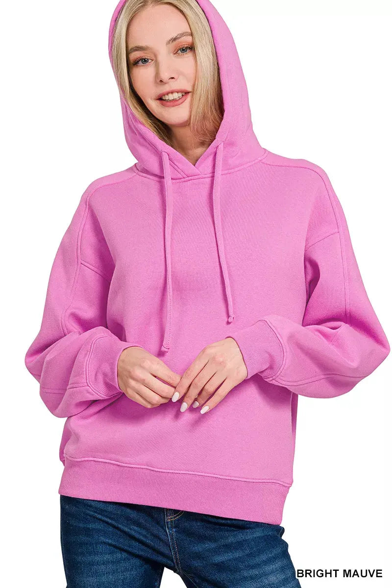 Zenana Drawstring Relaxed Fit Fleece Hoodie by Zenana