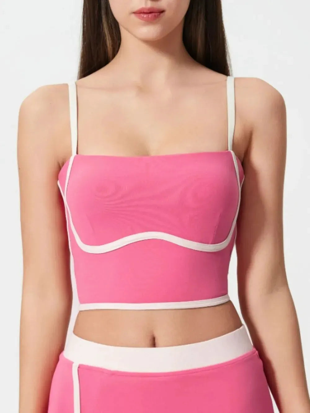 Millennia Contrast Trim Square Neck Active Cami with Detachable Chest Pads by Millennia