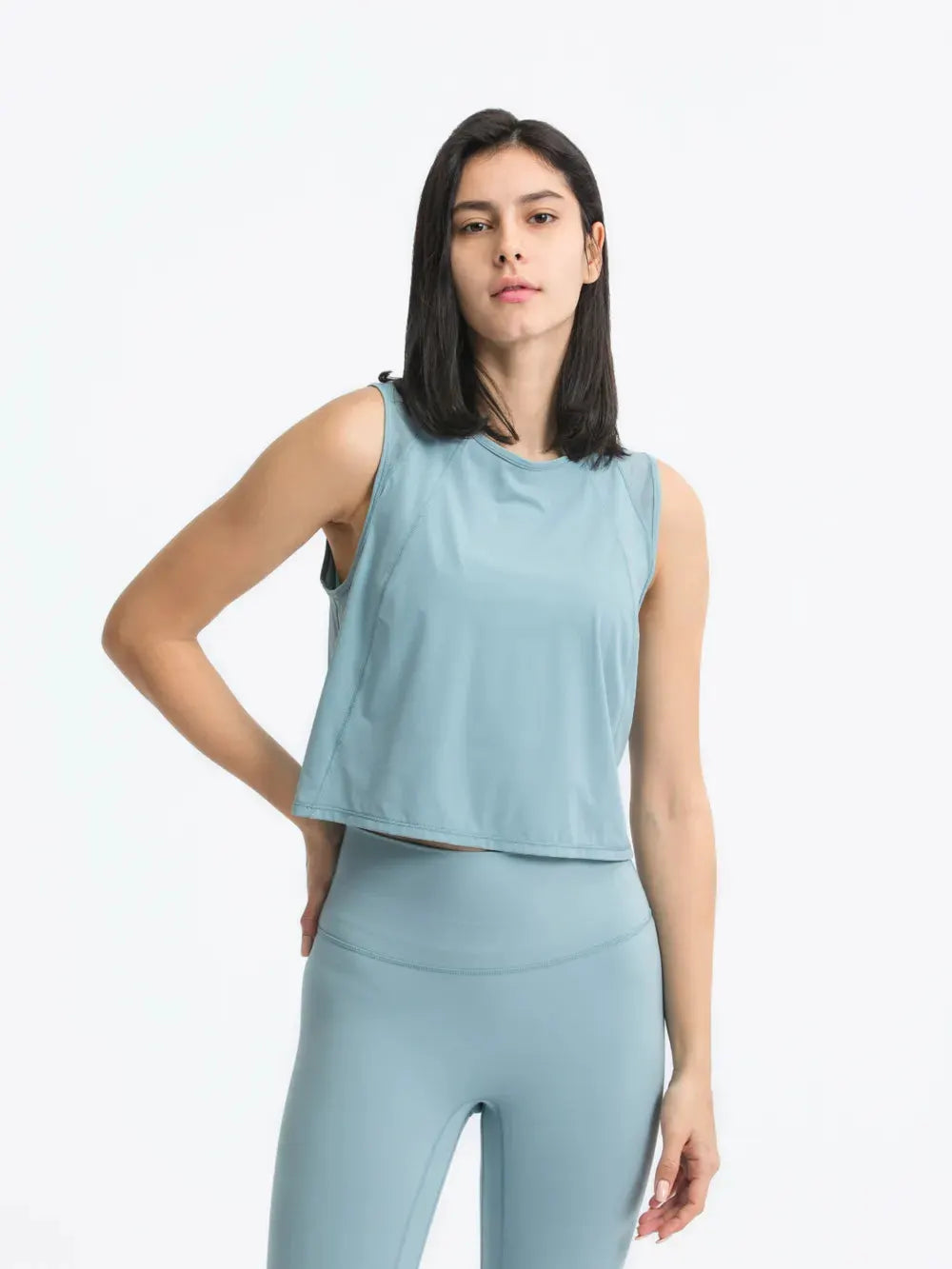 Millennia Round Neck Cropped Active Tank by Millennia