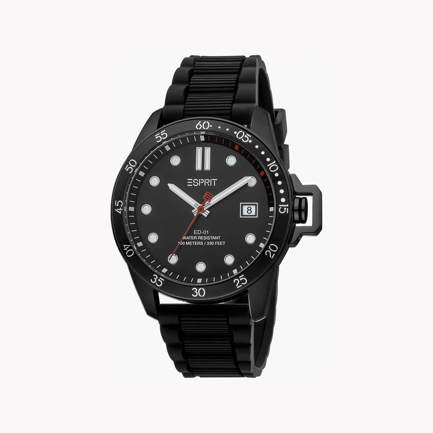 Esprit Men's Black Rubber Watch, Black Dial | Es1g061m0035 by ESPRIT