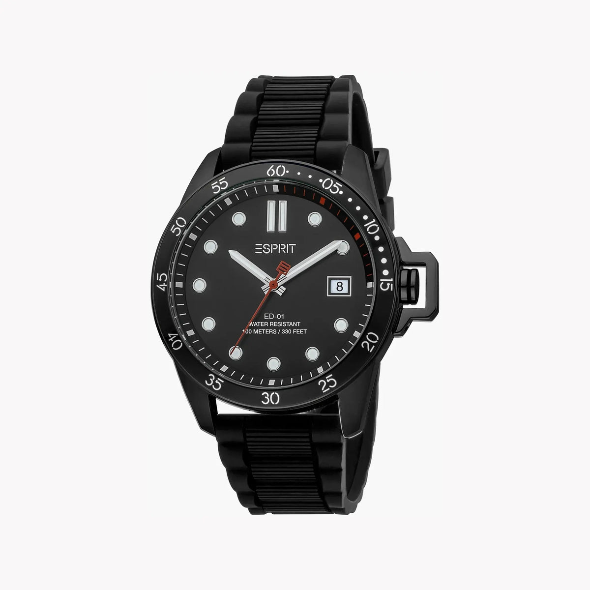 Esprit Men's Black Rubber Watch, Black Dial | Es1g061m0035 by ESPRIT
