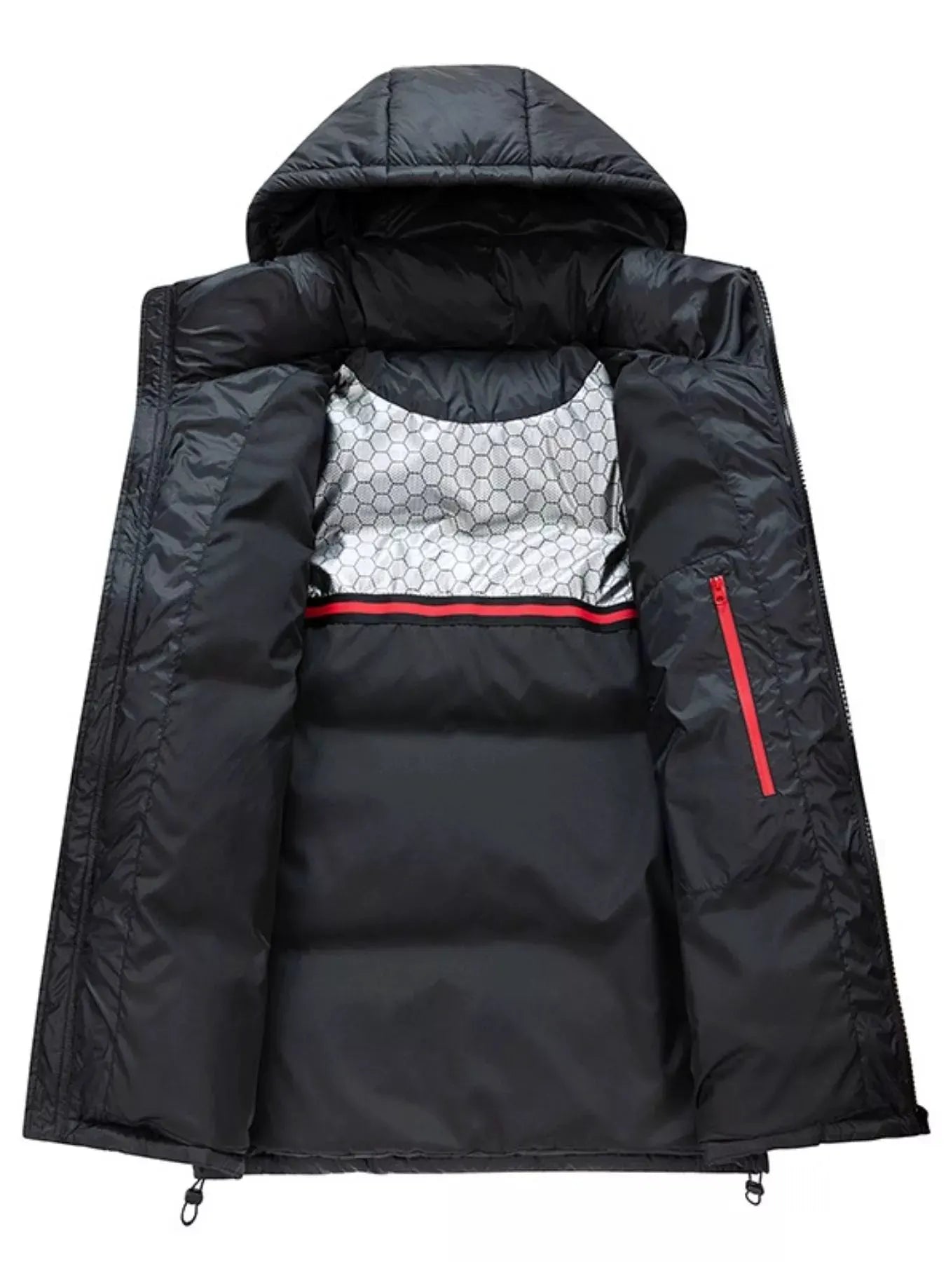 Men's Full Size Contrast Hooded Zip Up Down Jacket Plus Size by Partner Label