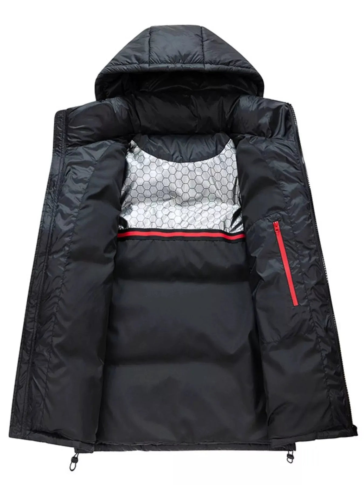Men's Full Size Contrast Hooded Zip Up Down Jacket Plus Size by Partner Label