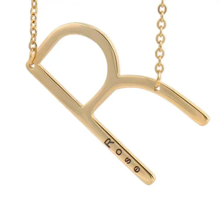 26 English Letter Pendant European Titanium Steel Necklace - Letter Pendant necklace by Maiden-Art