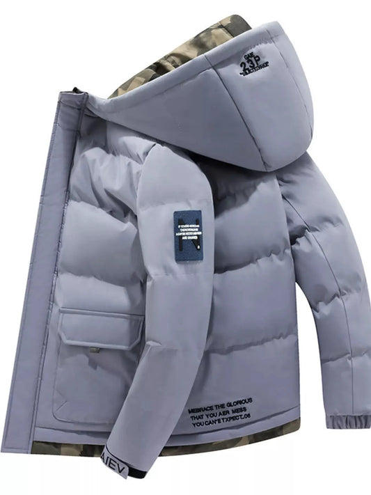 Men's Plus Size Hooded Padded Zip Up Coat by Partner Label