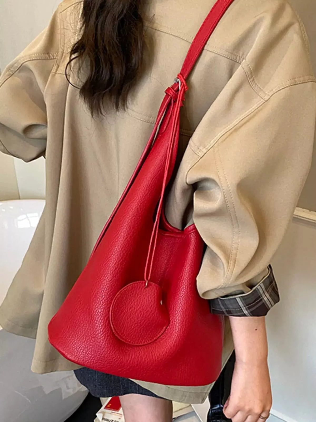Solid Color Leather Handbag by Partner Label