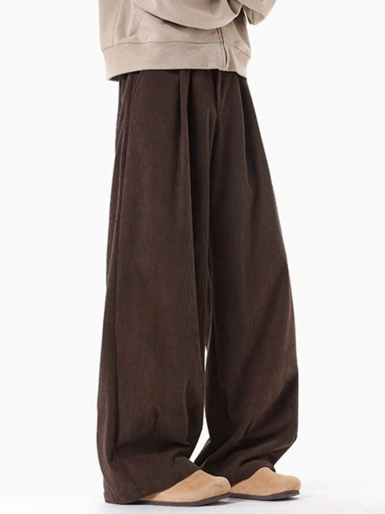 Men's Plus Size Pleated Detail Wide Leg Pants by Partner Label