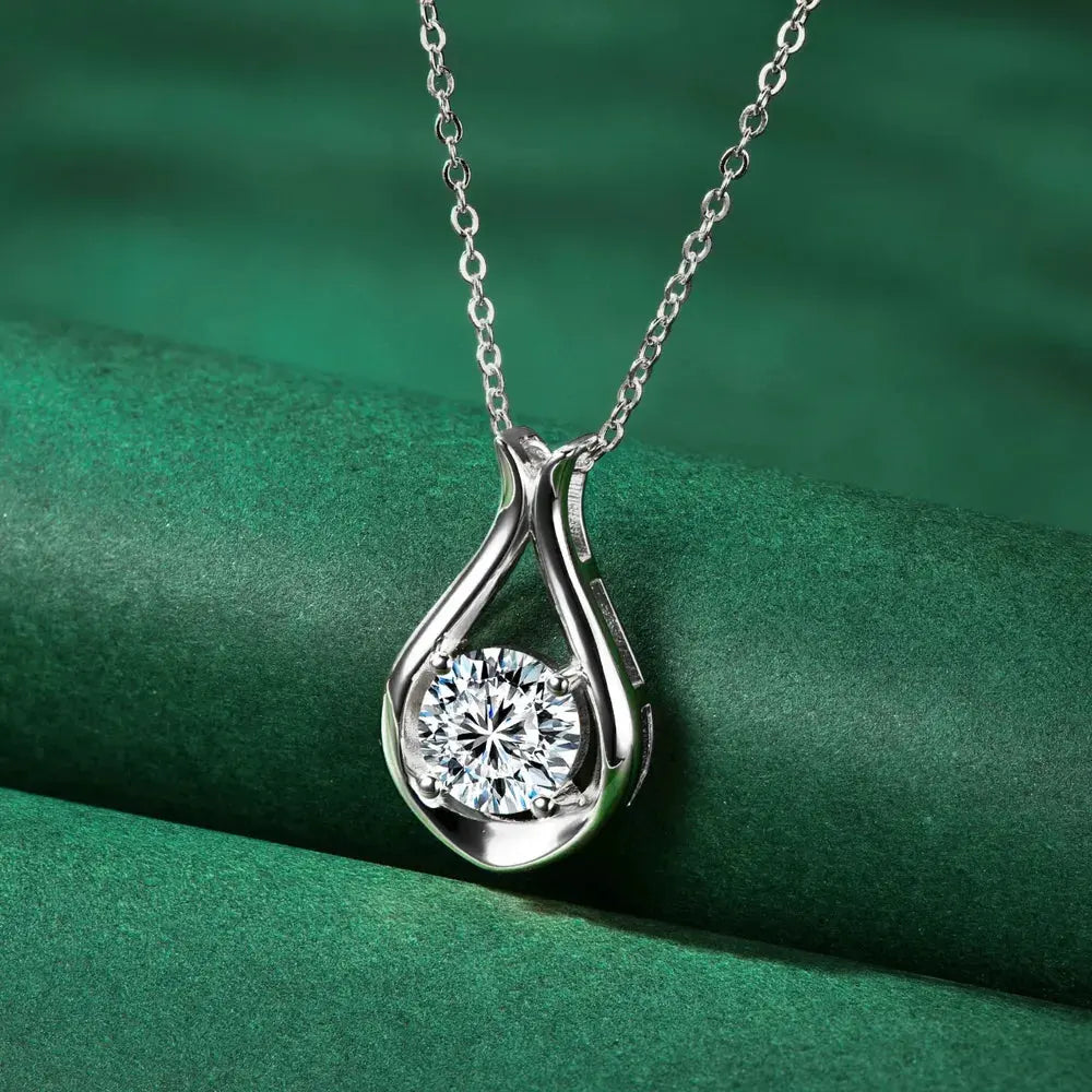 2 Carat Moissanite 925 Sterling Silver Pendant Necklace by Partnel Label