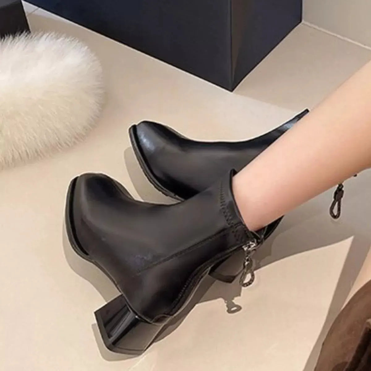 Square Toe Block Heels Boots by Partner Label