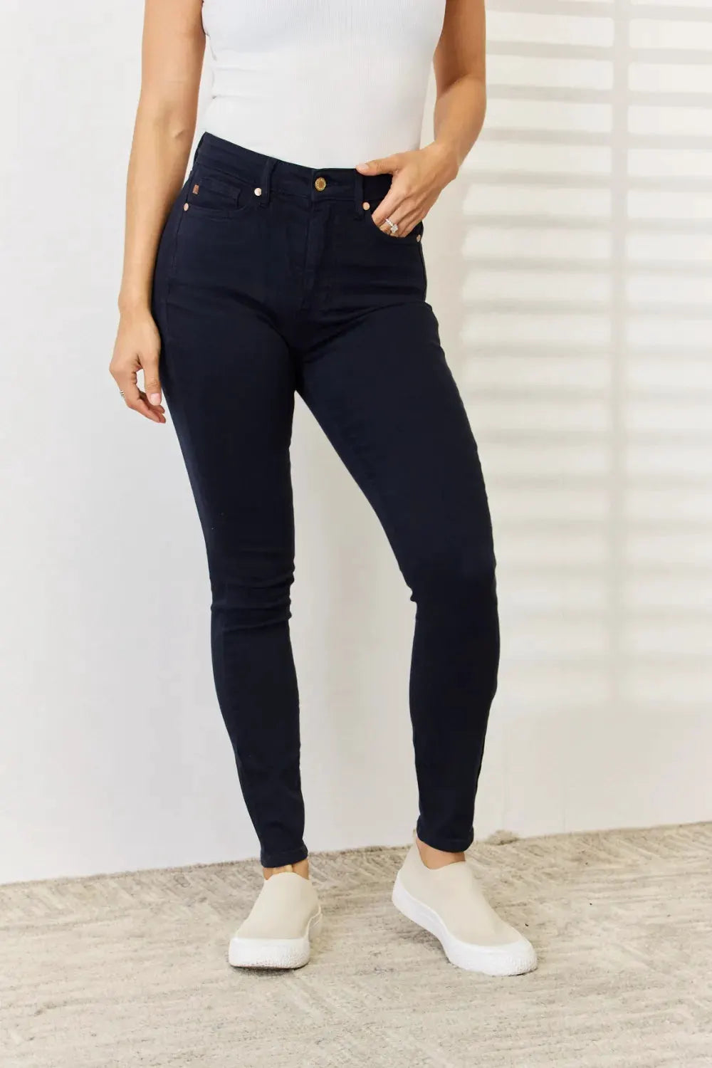 Judy Blue Full Size Garment Dyed Tummy Control Skinny Jeans by Judy Blue