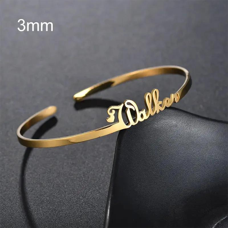 Customized Name Bracelet Personalized Custom Bangles Stainless Steel Jewelry by Maiden-Art