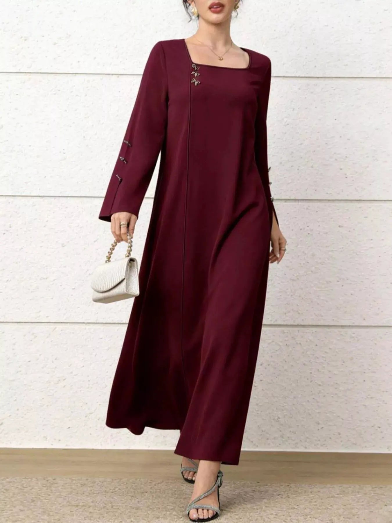 Square Neck Flare Sleeve Maxi Dress by Partner Label