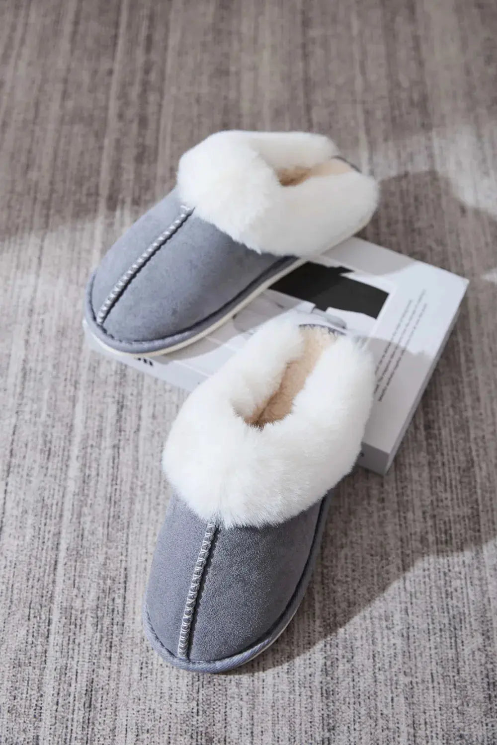 Faux Fur Round Toe Slippers by Partner Label