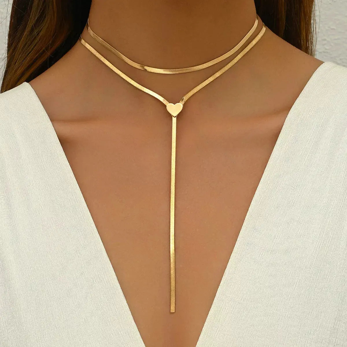 2 Piece 18K Gold-Plated Heart Necklace by Partner Label