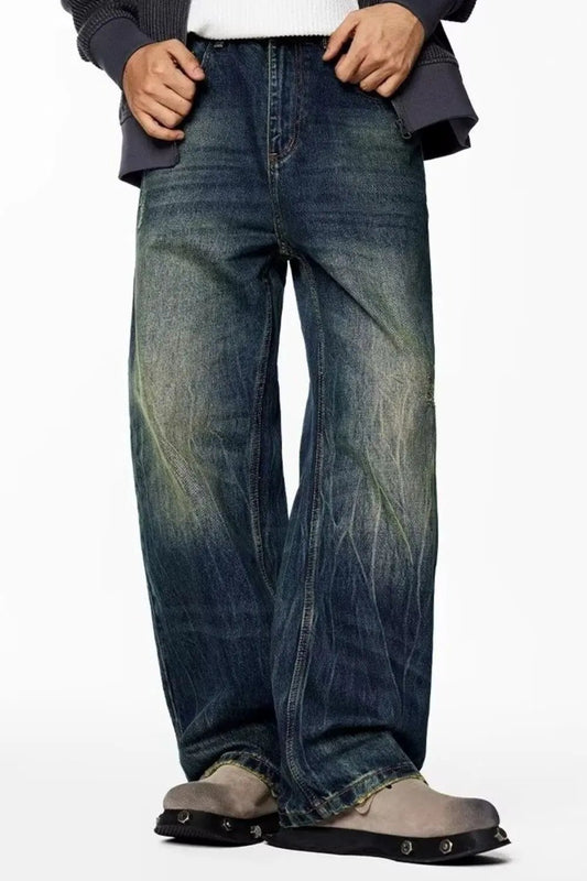 Men's Full Size Wash Wide Leg Jeans Plus Size by Partner Label
