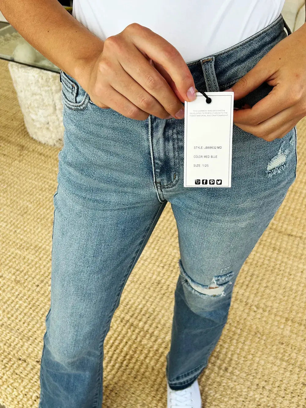 Judy Blue Full Size Mid Rise Destroyed Hem Distressed Jeans by Judy Blue