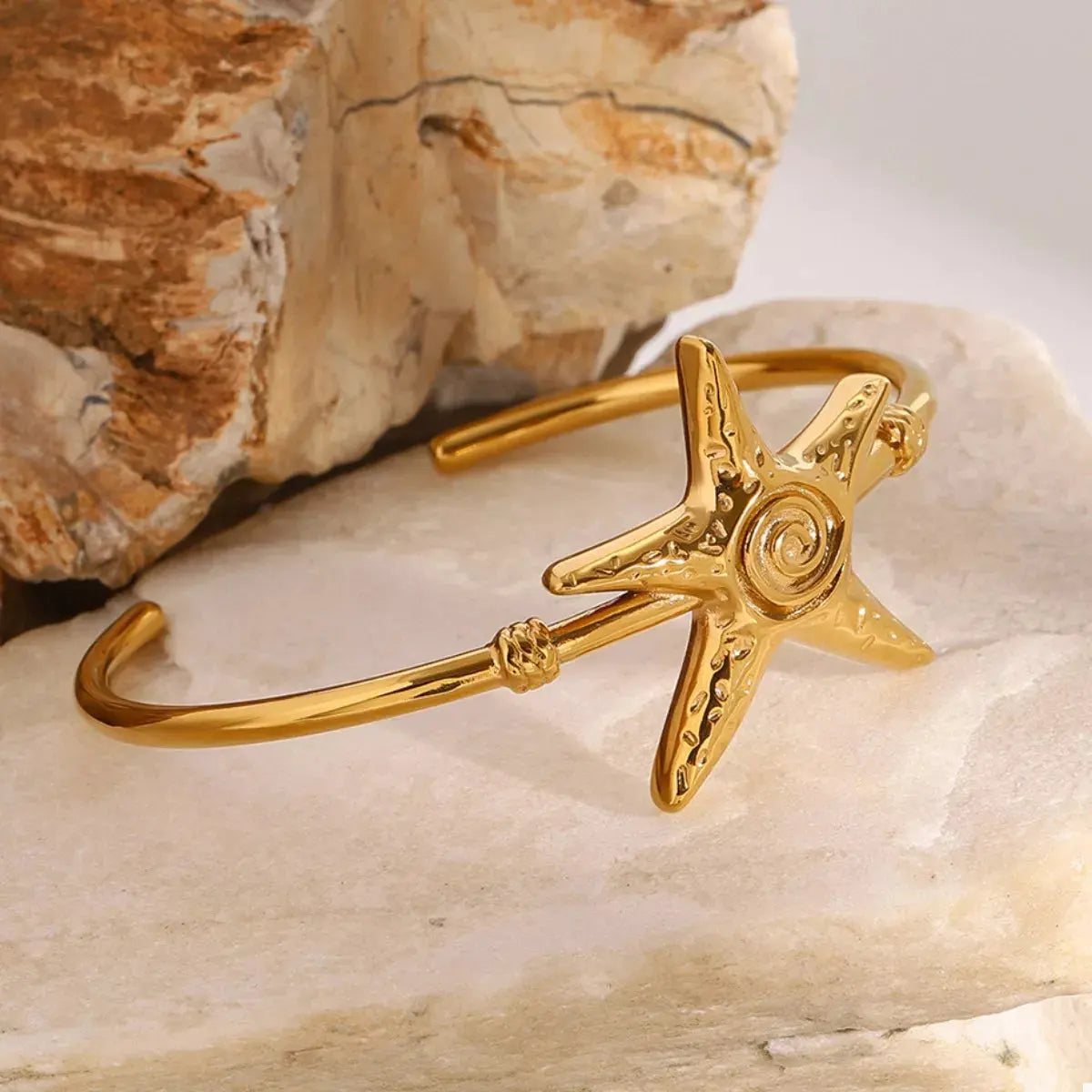18K Gold-Plated Starfish Open Bracelet by Partner Label