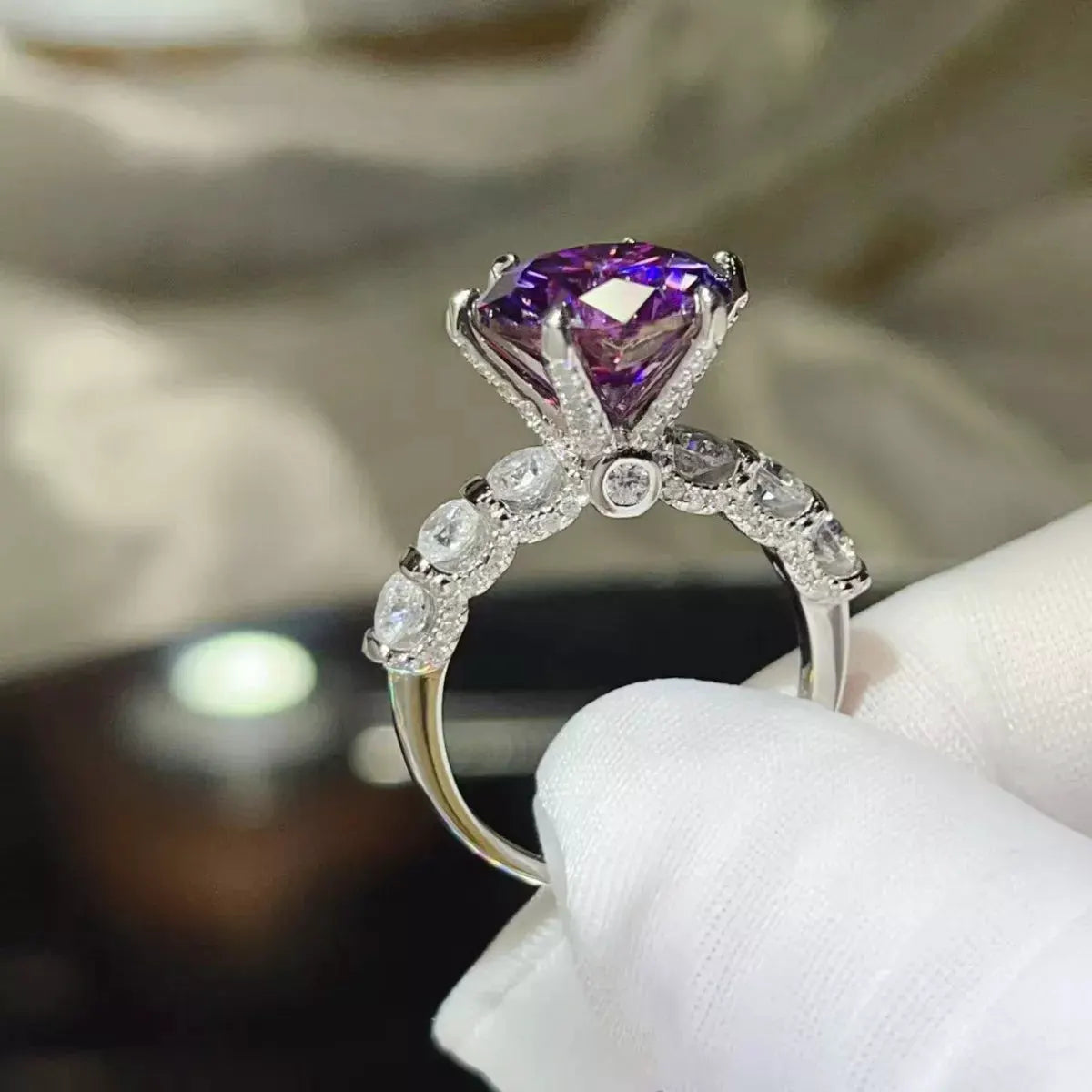 5 Carat Moissanite 6-Prong 925 Sterling Silver Ring by Partner Label
