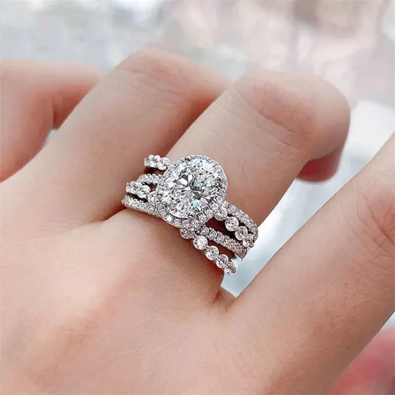 3 Carat Moissanite 925 Sterling Silver Layered Ring by Partner Label