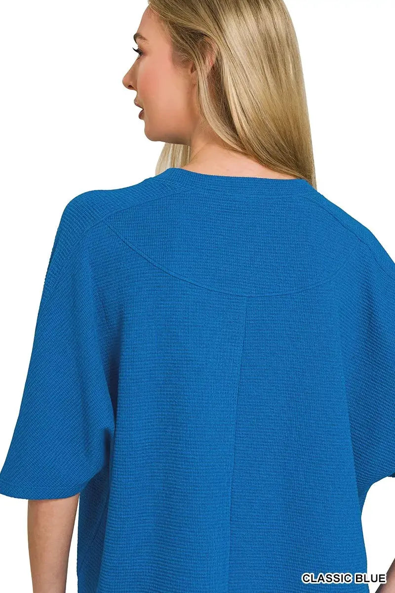 Zenana Double Knit Short Sleeve Top by Zenana