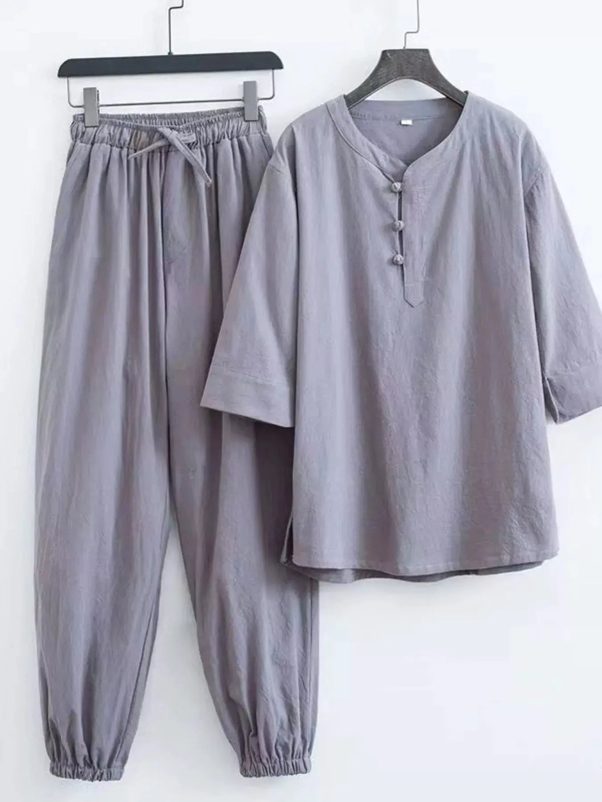 Men's Plus Size Chinese Style Top and Pants Set by Partner Label