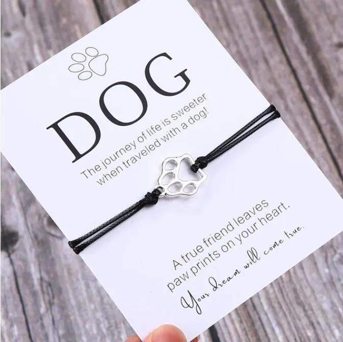 Friendship Bracelet Gift for Him Paw Print Bracelet Dog Lover Gift Dog Lover Jewelry Wish Bracelet Gift for Pet Dog Parents by Maiden-Art
