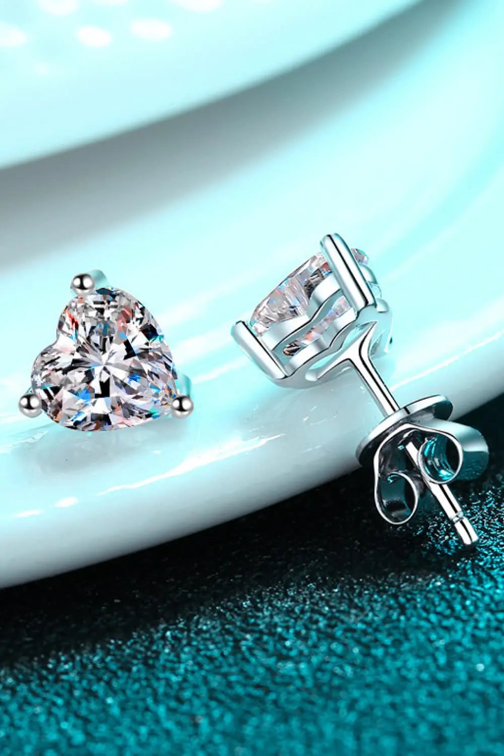 2 Carat Moissanite Heart-Shaped Stud Earrings by Partner Label