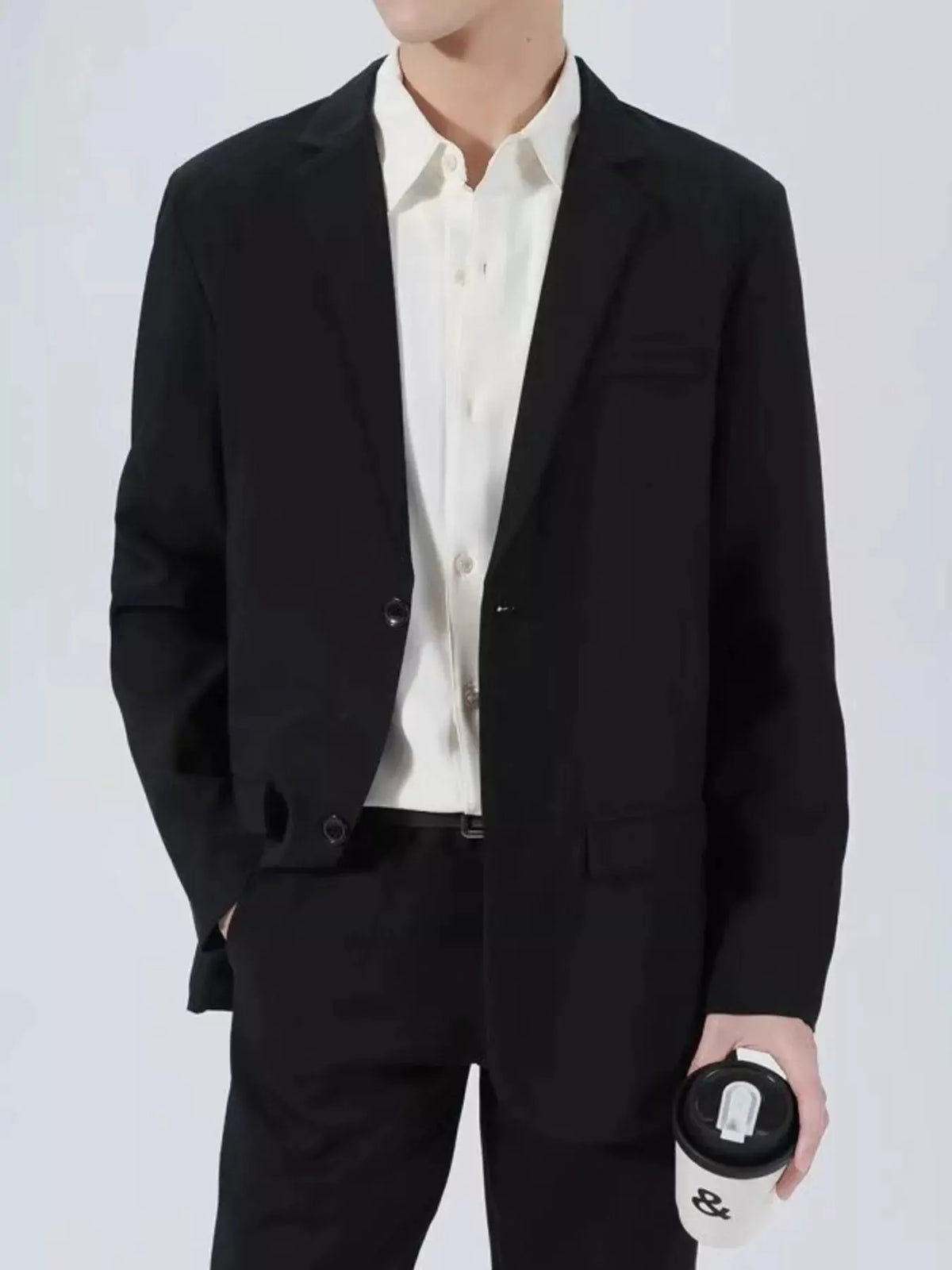 Men's Plus Size Classic Fit Two-Button Blazer by Trendsi
