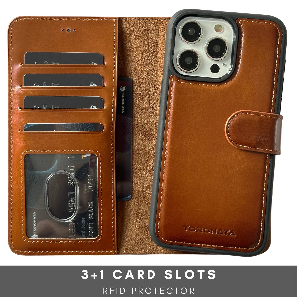Vegas Premium Leather iPhone 15 Plus Wallet Case with MagSafe | Detachable RFID Blocking Luxury Wallet by TORONATA