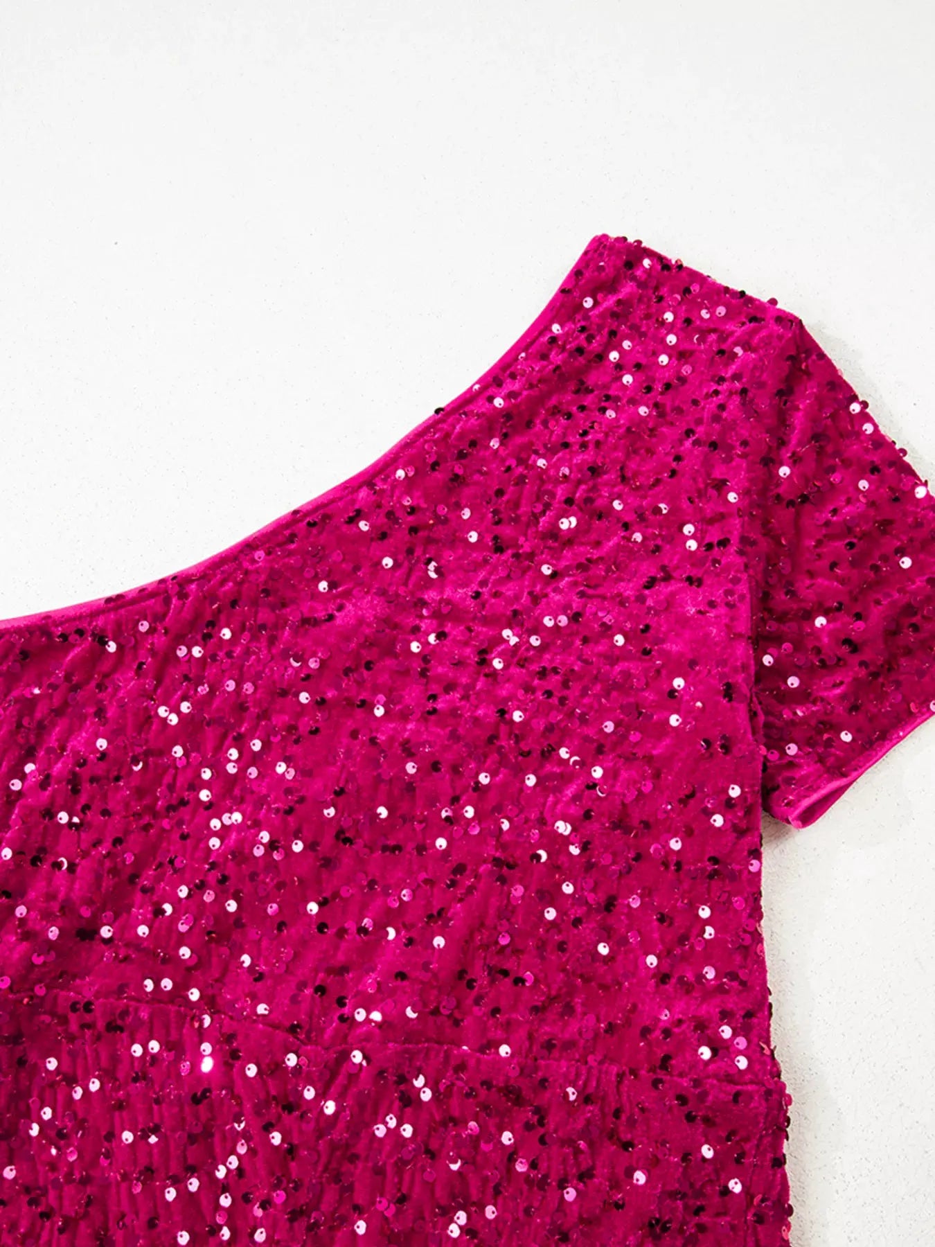 Sequin One-Shoulder Dress with High Slit by Partner Label