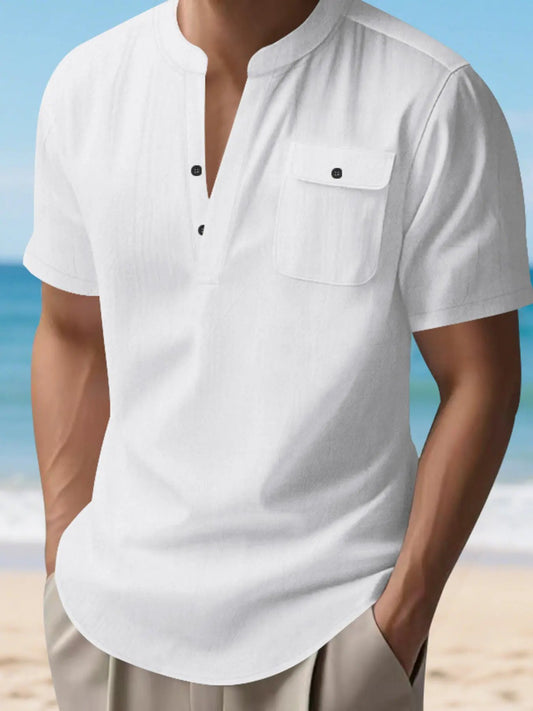 Men's Full Size Button Detail Short Sleeve Shirt Plus Size by Trendsi
