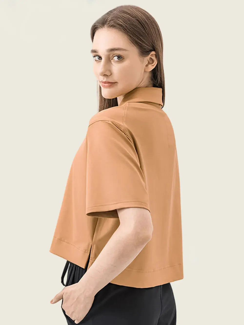 Millennia Half Button Short Sleeve Active T-Shirt by Millennia