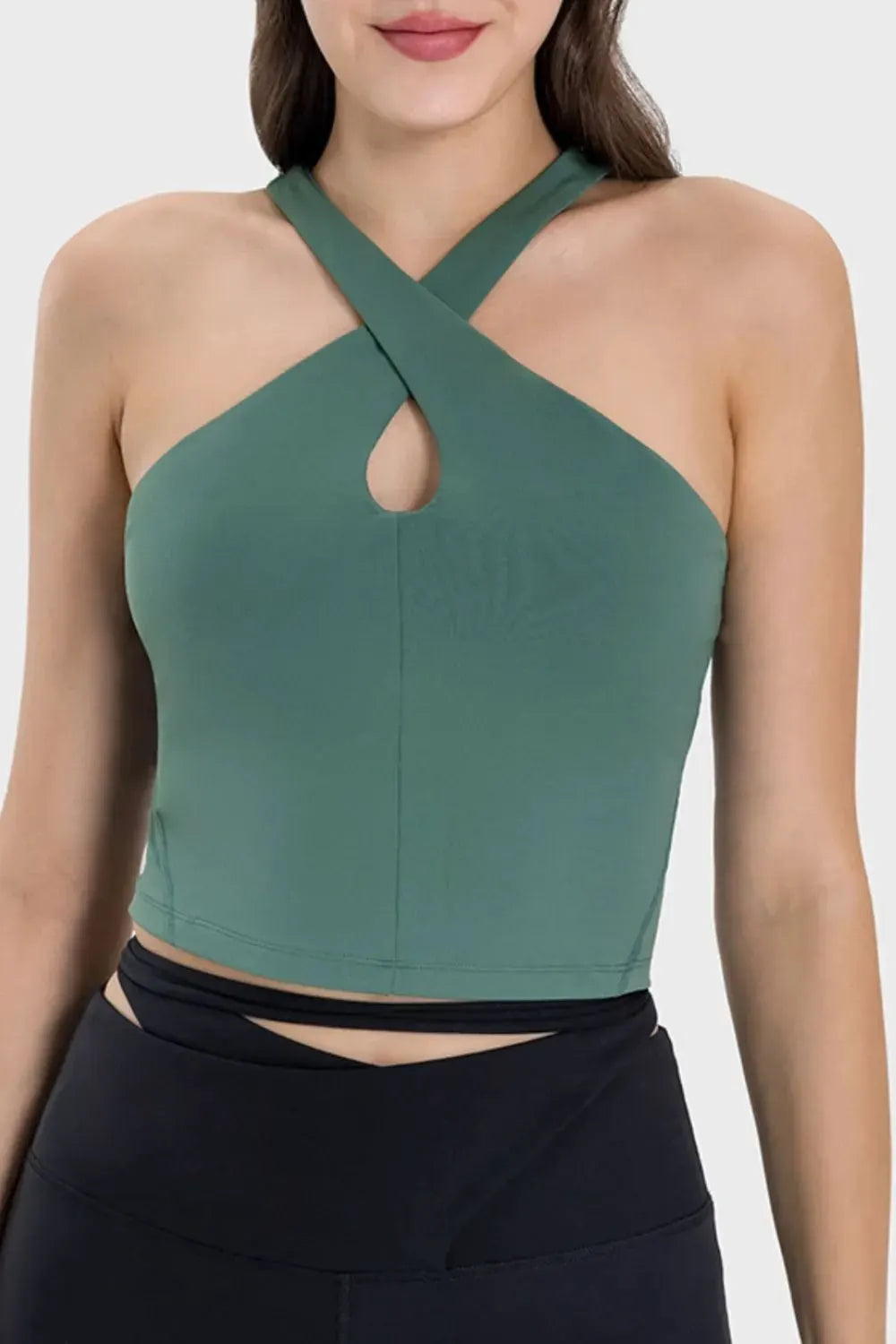 Millennia Crisscross Grecian Neck Active Cami by Millennia