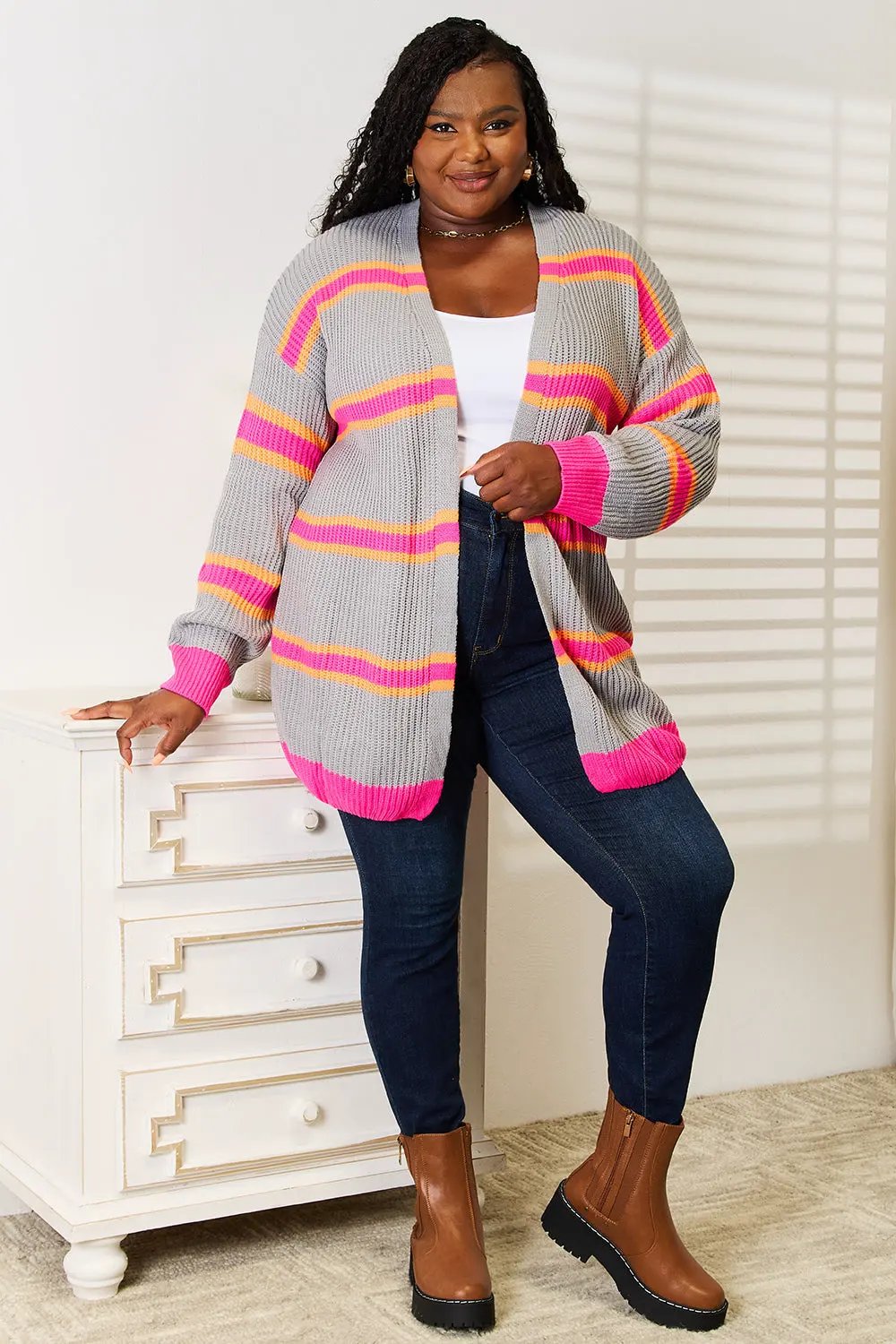 Woven Right Ribbed Long Sleeve Cardigan by Woven Right