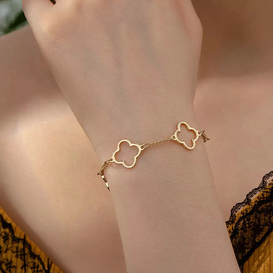 18K Gold-Plated Four Leaf Clover Bracelet by Partner Label