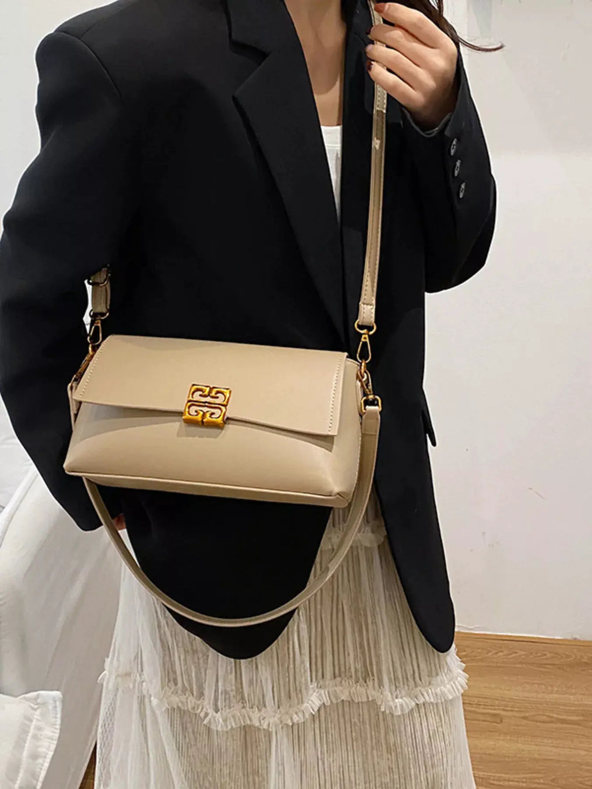 Leather Flap Crossbody Bag by Partner Label