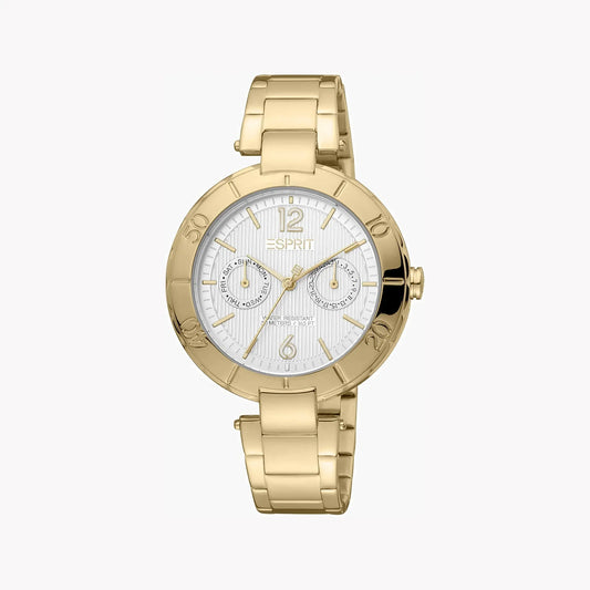 Esprit Women's Gold Stainless Steel Watch, Silver Dial | ES1L286M0065 by ESPRIT
