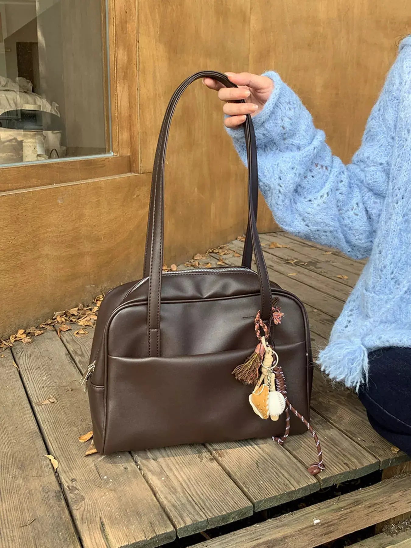 Classic Style Faux Leather Tote Bag by Partner Label