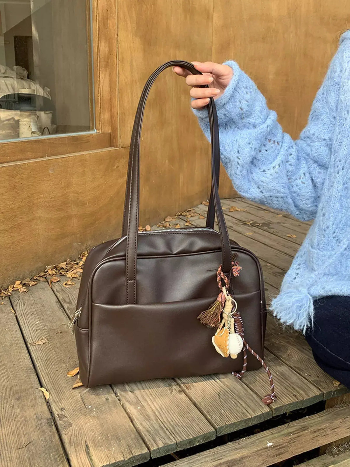 Classic Style Faux Leather Tote Bag by Partner Label