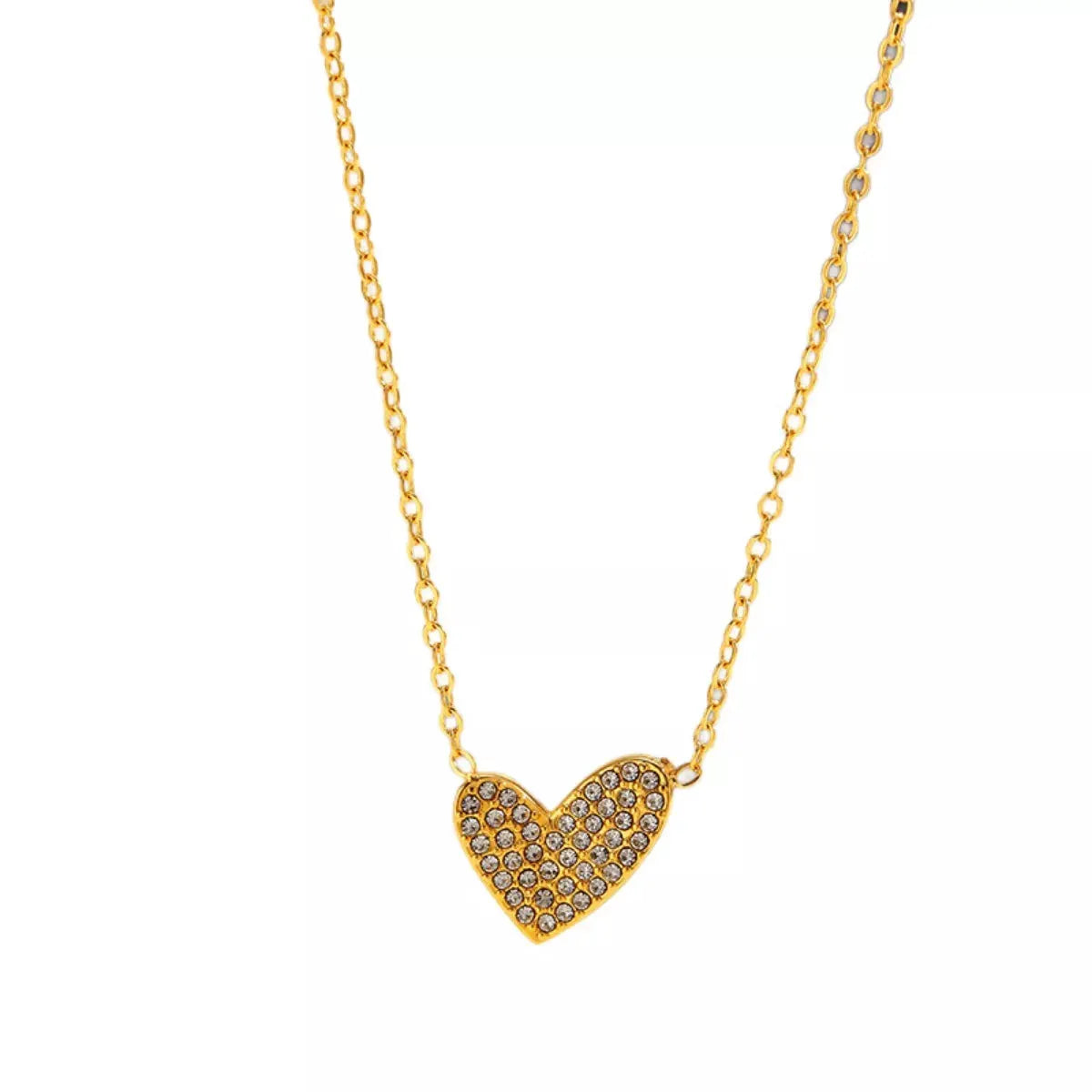 18K Gold-Plated Rhinestone Heart Necklace by Partner Label