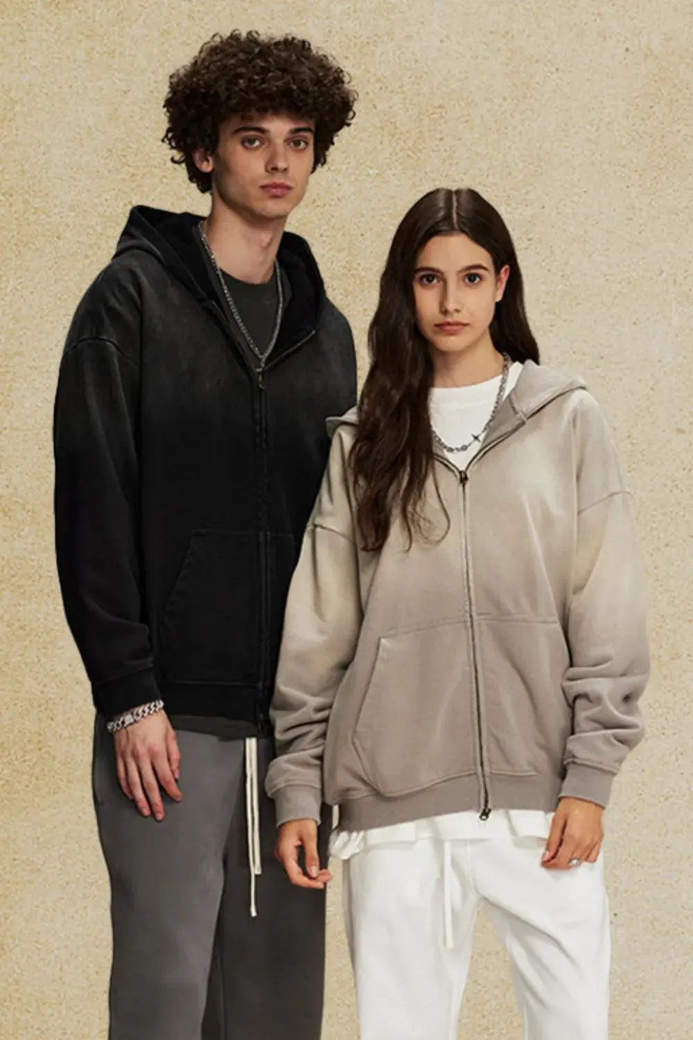 Men's Gradient Zip Up Drop Shoulder Hoodie by Partner Label