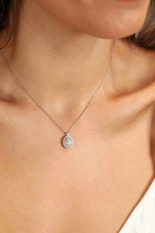 Adored 925 Sterling Silver Rhodium-Plated 1 Carat Moissanite Pendant Necklace by Partner Labels